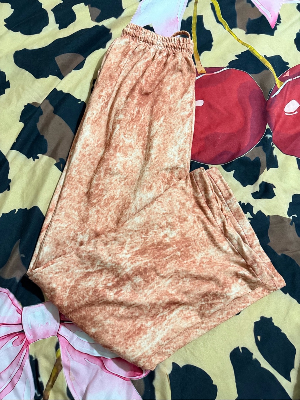 Wide Leg Women’s Lounge Pants in orange Tie-Dye